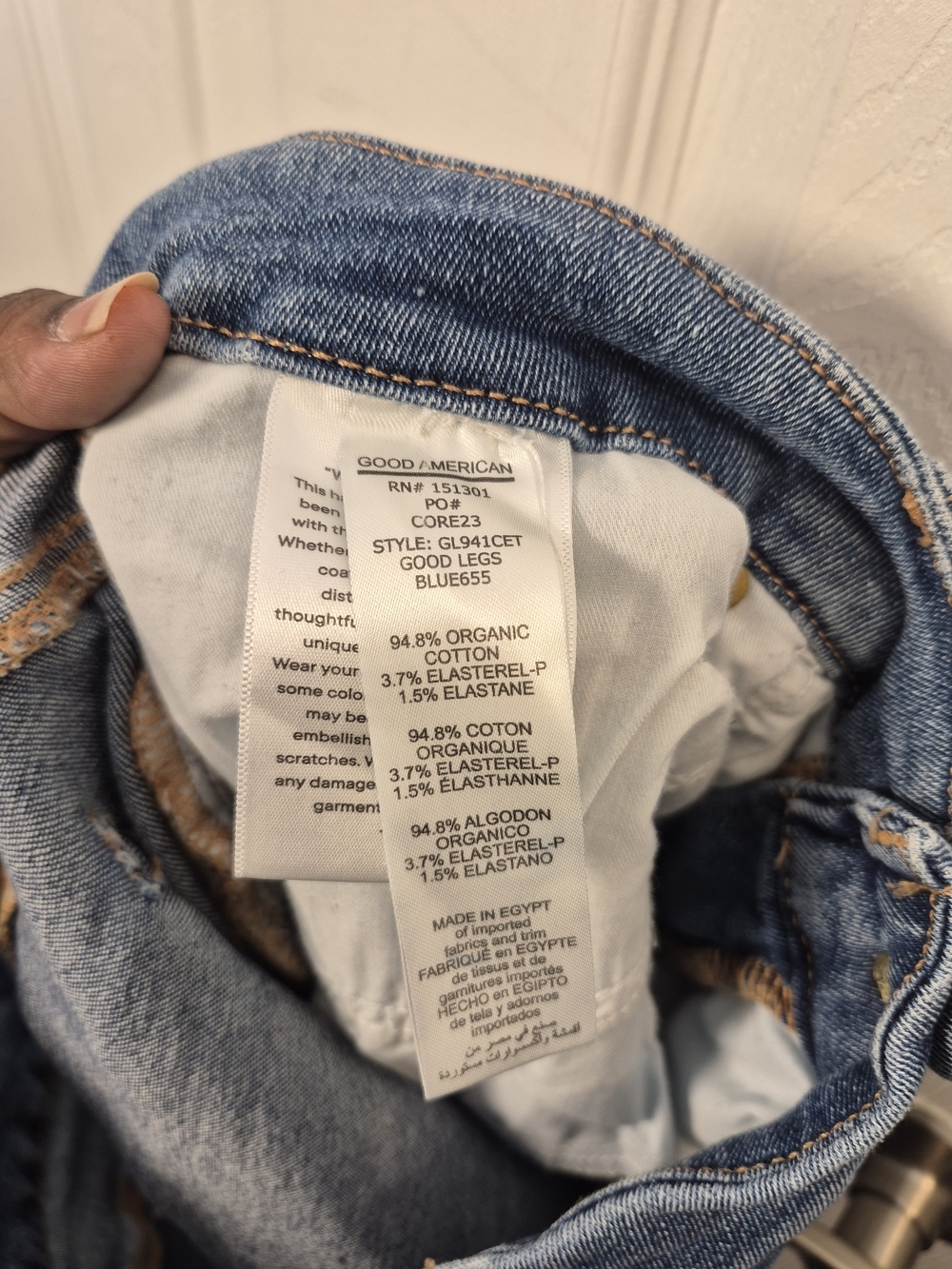 Good American Good Legs Crop Jeans Size 16 High Rise Raw Hem Medium Wash Blue - Picture 7 of 7